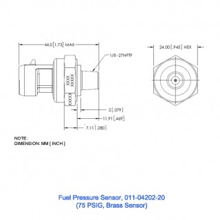 Fuel Pressure Sensor, 75PSIG (Brass Sensor)