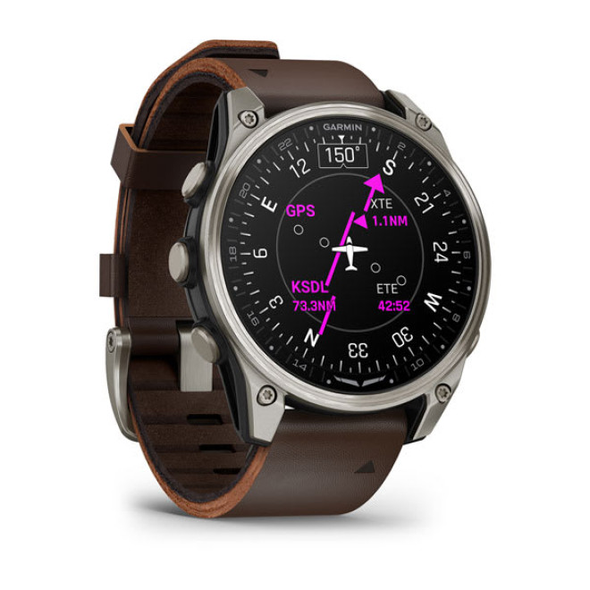 D2™ Mach 2 – 47 mm, Titanium with Oxford Brown Leather Band