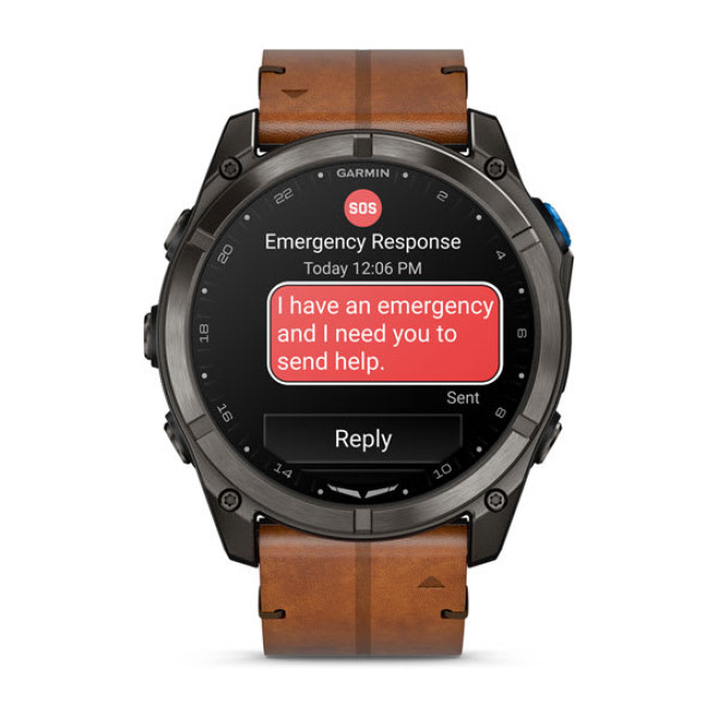 D2™ Mach 2 Pro, Carbon Gray DLC Titanium with Chestnut Leather Band