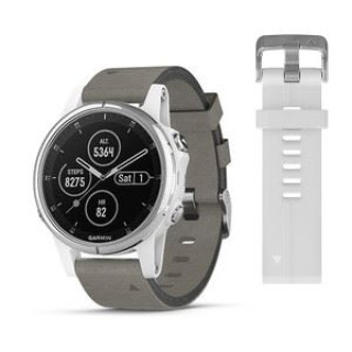 fēnix® 5S Plus Sapphire, White with Grey Suede Band (010-01987-05)