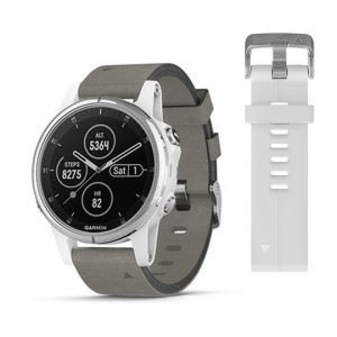 fēnix® 5S Plus Sapphire, White with Grey Suede Band (010-01987-05)