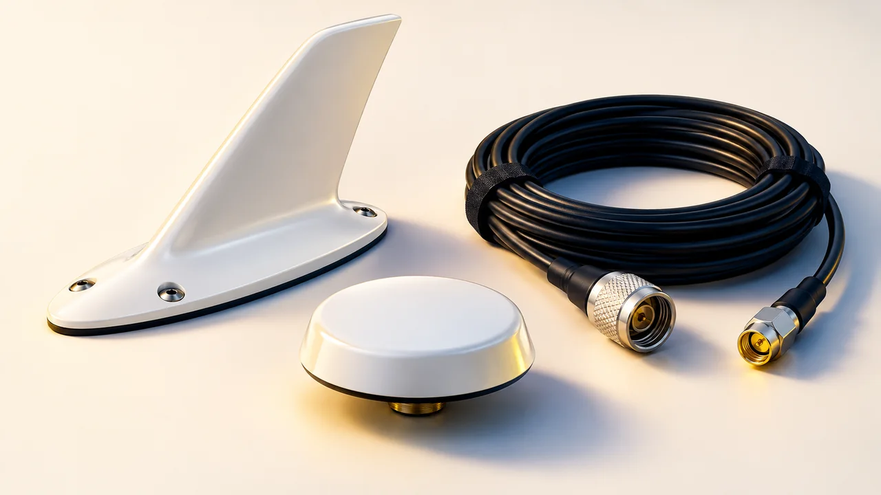 Illustrated aircraft antenna shapes and separate coax connectors