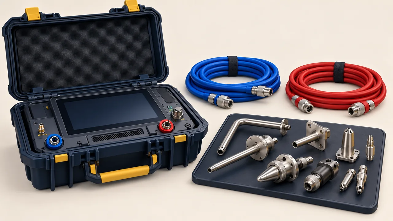 Portable air-data tester with disconnected hoses and generic probe adapters